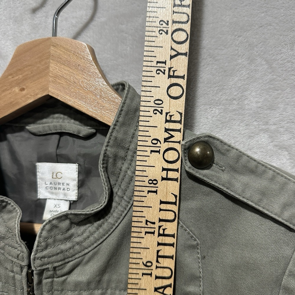 LC Lauren Conrad Women's XS Green Military Full Zip Jacket Long Sleeve Crewneck - Picture 9 of 9